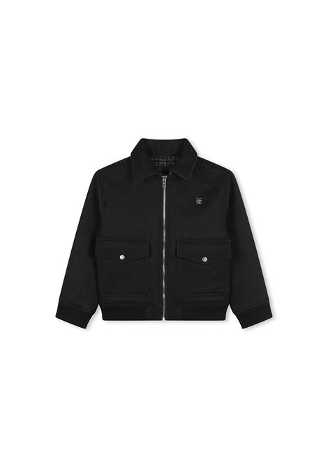 Black Wool Blend Bomber Jacket With 4G Application